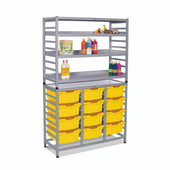 Dynamis Combo Cart Set 12 Silver (44) with feet 3 shelves 12-6 inch deep Sunshine Yellow (02) Trays Gratnells Shiffler Furniture and Equipment for Schools