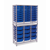 Dynamis Combo Cart Set 19 Silver (44) with feet 24- 3 inch and 12- 6 inch deep Royal Blue (06) Trays Gratnells Shiffler Furniture and Equipment for Schools