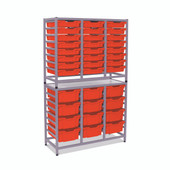 Dynamis Combo Cart Set 19 Silver (44) with feet 24- 3 inch and 12- 6 inch deep Tropical Orange (01) Trays Gratnells Shiffler Furniture and Equipment for Schools