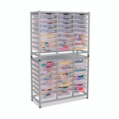 Dynamis Combo Cart Set 20 Silver (44) with feet 48 Shallow 3 inch deep Translucent (20) Trays Gratnells Shiffler Furniture and Equipment for Schools