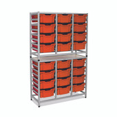 Dynamis Combo Cart Set 21 Silver (44) with feet 24- 6 inch deep Tropical Orange (01) Trays Gratnells Shiffler Furniture and Equipment for Schools