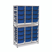 Dynamis Combo Cart Set 21 Silver (44) with feet 24- 6 inch deep Royal Blue (06) Trays Gratnells Shiffler Furniture and Equipment for Schools