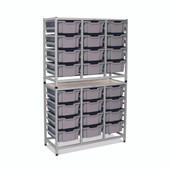 Dynamis Combo Cart Set 21 Silver (44) with feet 24 - 6 inch deep Silver (27) Trays Gratnells Shiffler Furniture and Equipment for Schools