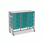 Dynamis Triple Cart with 2 - 3" Braked Castors & Optional Feet and 12 - 6 inch deep Trays in Kiwi with an Antimicrobial Finish Gratnells Shiffler Furniture and Equipment for Schools