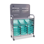 MakerSpace Cart Set 1 in Silver w/ fixings pack 3 Deep F2 Antimicrobial Kiwi (29) & 12 Shallow F1 Antimicrobial Kiwi (29) Colour Trays Gratnells Shiffler Furniture and Equipment for Schools