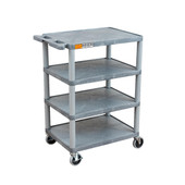 Four Flat-Shelf Structural Foam Plastic Cart, Gray Luxor Shiffler Furniture and Equipment for Schools