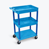 Luxor Top/Middle Tub and Flat Bottom Shelf Cart, Blue