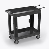 Luxor 32" x 18" Heavy-Duty Industrial Cart - Two Tub Shelves with Ladder Holder Storage Hooks and Spool Holder