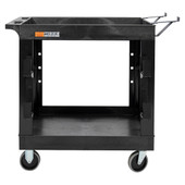 32" x 18" Heavy-Duty Industrial Cart - Two Tub Shelves with Ladder Holder Storage Hooks and Spool Holder Luxor Shiffler Furniture and Equipment for Schools