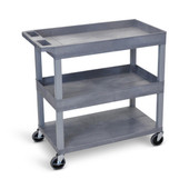 32" x 18" Cart - Two Tub/One Flat Shelves, Gray Luxor Shiffler Furniture and Equipment for Schools