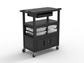 Luxor 32" x 18" Deluxe Teacher Cart with Locking Cabinet Storage Bins Keyboard Tray Pocket Chart Hooks and Cup Holder