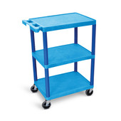 Utility Cart - 3 Shelves Structural Foam Plastic, Blue Luxor Shiffler Furniture and Equipment for Schools