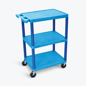 Luxor Utility Cart - 3 Shelves Structural Foam Plastic, Blue