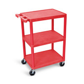 Utility Cart - 3 Shelves Structural Foam Plastic, Red Luxor Shiffler Furniture and Equipment for Schools