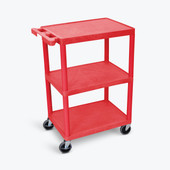 Luxor Utility Cart - 3 Shelves Structural Foam Plastic, Red
