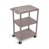 Utility Cart - 3 Shelves Structural Foam Plastic, Gray Luxor Shiffler Furniture and Equipment for Schools