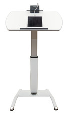 Luxor Pneumatic Height-Adjustable Lectern / Mobile Standing Desk with KwikBoost EdgePower Charging Station