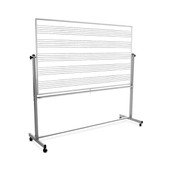 72"W x 48"H Mobile Double Sided Music Whiteboard Luxor Shiffler Furniture and Equipment for Schools