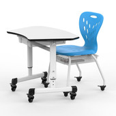Height-Adjustable Trapezoid Student Desk with Drawer Luxor Shiffler Furniture and Equipment for Schools