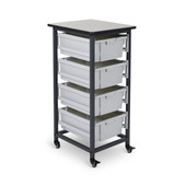 Luxor Mobile Bin Storage Unit - Single Row with Large Gray Bins