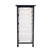 Luxor Mobile Bin Storage Unit - Single Row with Small Clear Bins