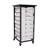 Luxor Mobile Bin Storage Unit - Single Row with Small Clear Bins