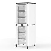 Luxor Modular Classroom Storage Cabinet - 2 stacked modules with 6 large bins 