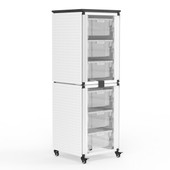 Luxor Modular Classroom Storage Cabinet - 2 stacked modules with 6 large bins