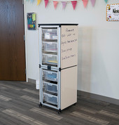 Luxor Modular Classroom Storage Cabinet - 2 stacked modules with 6 large bins