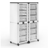 Luxor Modular Classroom Storage Cabinet - 4 stacked modules with 12 large bins