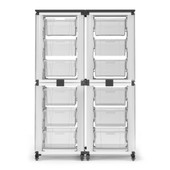 Luxor Modular Classroom Storage Cabinet - 4 stacked modules with 12 large bins