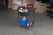 Luxor 24" x 18" Plastic Utility Tub Cart - Two Shelves with Outrigger Utility Cart Bins 