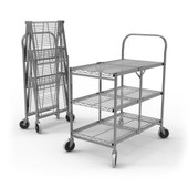 Luxor Three-Shelf Collapsible Wire Utility Cart 