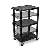 Multi-Height AV Cart - 3 Shelves - Black Legs, Black Luxor Shiffler Furniture and Equipment for Schools