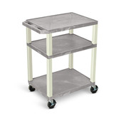 34"H AV Cart - 3 Shelf Electric - Putty Leg, Gray Luxor Shiffler Furniture and Equipment for Schools