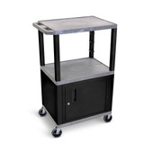 42"H AV Cart - 3 Shelves Cab - Black Legs, Gray Luxor Shiffler Furniture and Equipment for Schools