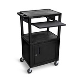 42"H AV Cart - 3 Shelves Cab Pullout - Black Luxor Shiffler Furniture and Equipment for Schools