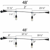 AQ Lighting 120V 48ft Commercial Ready Dimmable Outdoor LED Patio 24 String Light - Black