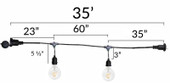 AQ Lighting 120V 35ft Giant Globe LED Patio 7 String Light Dimmable Outdoor Light - Black