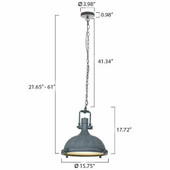 AQ Lighting Large Industrial Nautical Hanging Pendant Ceiling Light Fixture - Brass