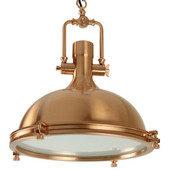 AQ Lighting Large Industrial Nautical Hanging Pendant Ceiling Light Fixture - Copper