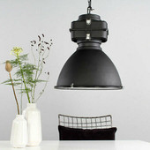 Large Industrial Hanging Metal Pendant Kitchen Light - Black AQ Lighting Shiffler Furniture and Equipment for Schools