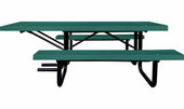 Providence Steel-Frame Rectangular Wheelchair Accessible Picnic Tables - GREEN - 6 seats + 1 WC KirbyBuilt Quality Products Shiffler Furniture and Equipment for Schools