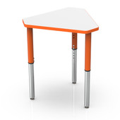 Pedagogy Forma - DIAMOND - Height adjustable shaped table with MAPLE top, BLACK edges, RED legs 