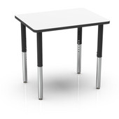 Pedagogy Forma - SMALL RECTANGLE - Height adjustable shaped table with MAPLE top, MAPLE edges, PURPLE legs