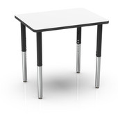 Pedagogy Forma - SMALL RECTANGLE - Height adjustable shaped table with MAPLE top, ROYAL BLUE edges, ORANGE legs