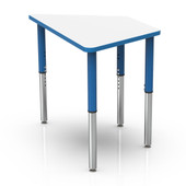 Pedagogy Forma - TRAPEZOID - Height adjustable shaped table with MAPLE top, MAPLE edges, RED legs