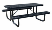 SuperSaver - 6' Rectangular BLACK thermoplastic coated expanded metal table - 6 seats KirbyBuilt Quality Products Shiffler Furniture and Equipment for Schools
