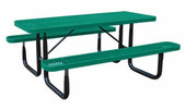 SuperSaver - 6' Rectangular GREEN thermoplastic coated expanded metal table - 6 seats KirbyBuilt Quality Products Shiffler Furniture and Equipment for Schools