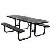 SuperSaver - 8' Wheel chair accessible Rectangular BLACK thermoplastic coated expanded metal table - 6+2WC seats KirbyBuilt Quality Products Shiffler Furniture and Equipment for Schools